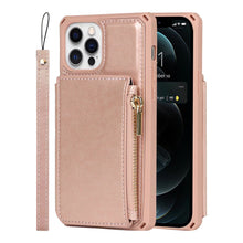 Load image into Gallery viewer, Luxury Zipper Multifunctional Wallet Card Leather Case For iPhone 12 ProMax