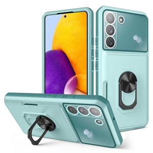 Luxury Lens Protection 3-in-1 Card Ring Phone Case For Samsung Galaxy S22Plus 5G