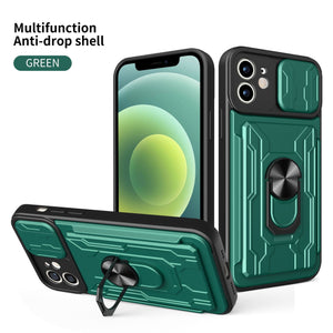 【For iPhone 11】Multifunctional Card Holder Ring Bracket Goggles Phone Case