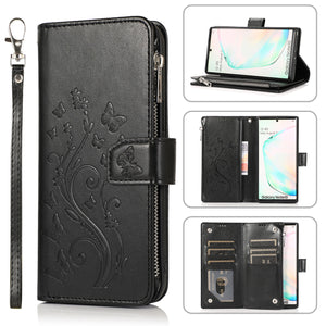 Luxury Zipper Leather Wallet Flip Multi Card Slots Case For Samsung Galaxy NOTE10