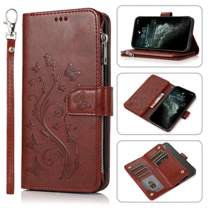 Luxury Zipper Leather Wallet Flip Multi Card Slots Cover Case For Samsung S21Ultra