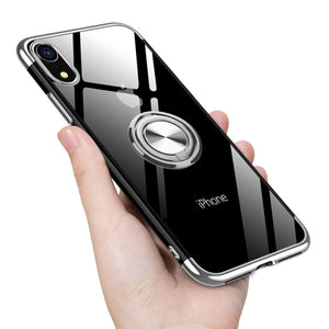 Transparent Colorful Magnetic Ring Holder Phone Case For iPhone X series Case