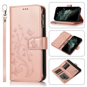 Luxury Zipper Leather Wallet Flip Multi Card Slots Cover Case For Samsung S21Ultra