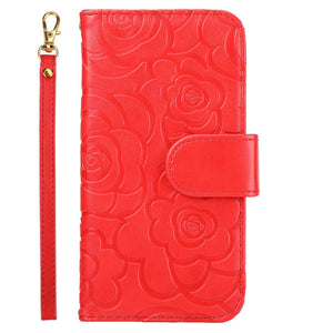 Camellia Embossed Flip Card Phone Case For Samsung Galaxy Note10 PLUS