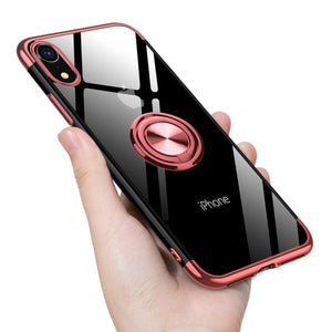 Transparent Colorful Magnetic Ring Holder Phone Case For iPhone X series Case