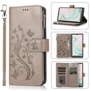 Luxury Zipper Leather Wallet Flip Multi Card Slots Case For Samsung Galaxy NOTE10Plus