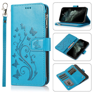 Luxury Zipper Leather Wallet Flip Multi Card Slots Cover Case For iPhone