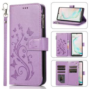 Luxury Zipper Leather Wallet Flip Multi Card Slots Case For Samsung Galaxy NOTE10Plus