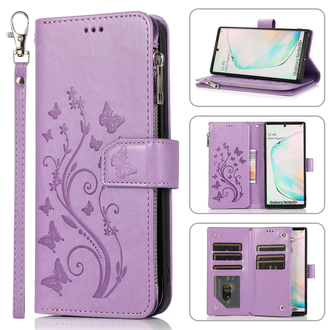 Luxury Zipper Leather Wallet Flip Multi Card Slots Case For Samsung Galaxy NOTE10Plus