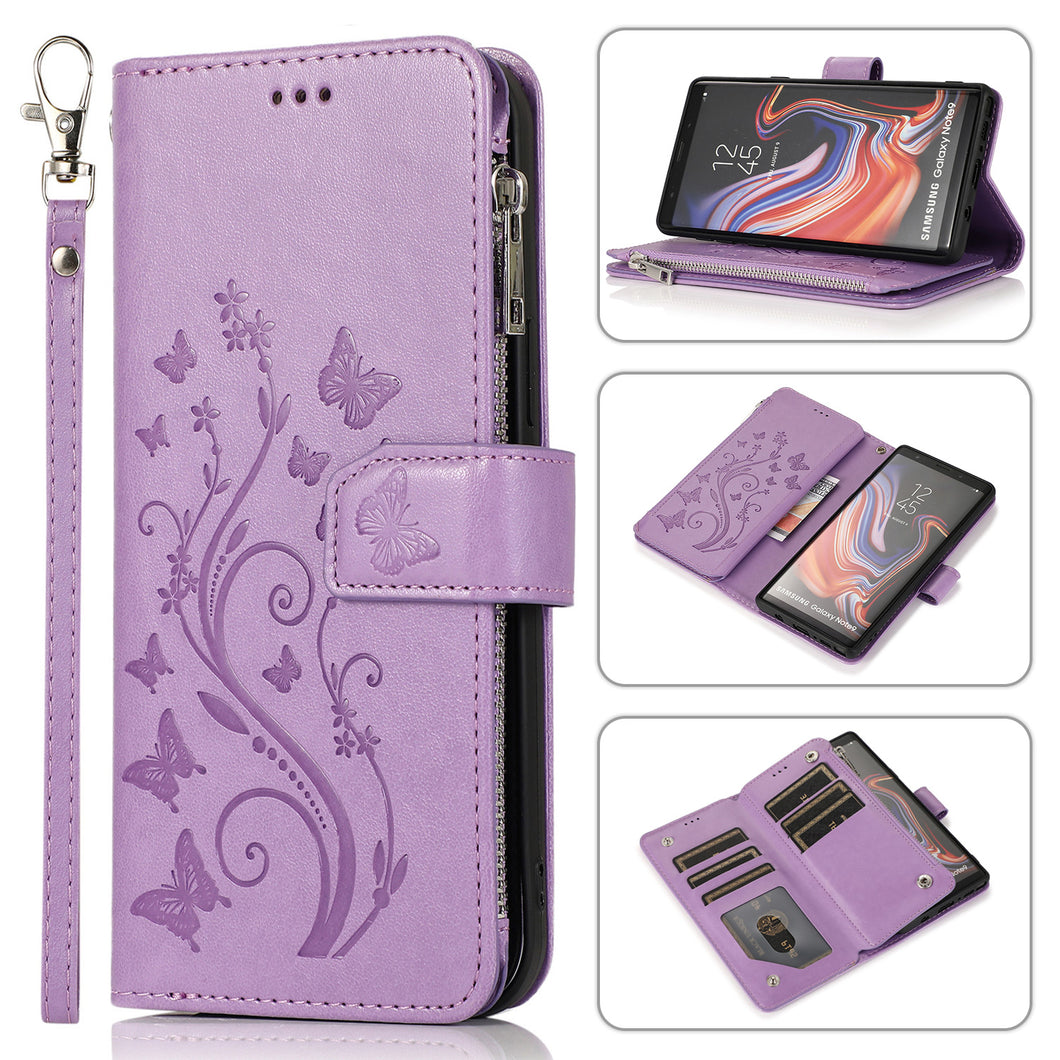 Luxury Zipper Leather Wallet Flip Multi Card Slots Case For Samsung Galaxy NOTE9