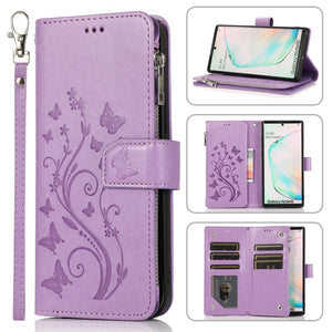 Luxury Zipper Leather Wallet Flip Multi Card Slots Case For Samsung Galaxy NOTE10