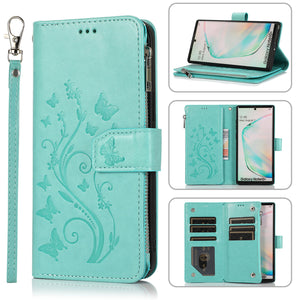 Luxury Zipper Leather Wallet Flip Multi Card Slots Case For Samsung Galaxy NOTE10Plus