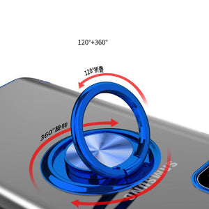 Transparent Colorful Magnetic Ring Holder Phone Case For Samsung