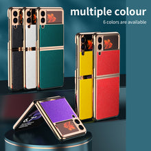Load image into Gallery viewer, Luxury Leather Samsung Z Flip3 5G Folding Electroplating Protective Case