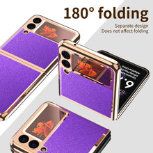 Load image into Gallery viewer, Luxury Leather Samsung Z Flip3 5G Folding Electroplating Protective Case