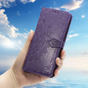 Luxury Embossed Mandala Leather Wallet Flip Case for Samsung S Series