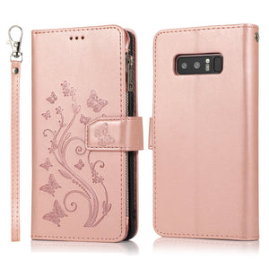 Luxury Zipper Leather Wallet Flip Multi Card Slots Case For Samsung Galaxy NOTE8