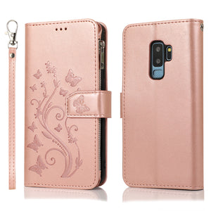 Luxe Zipper Portefeuille en cuir Flip Multi Carte fentes Boîtier de couverture pour Samsung S9/S9Plus