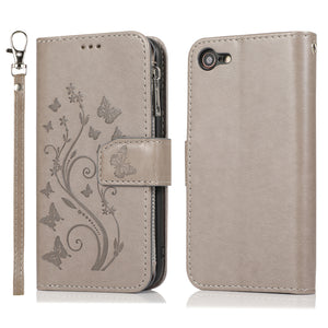 Portefeuille en cuir à fermeture à glissière de luxe Flip Multi Card Slots Coque Coque pour iPhone SE2020