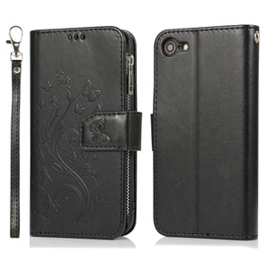 Luxury Zipper Leather Wallet Flip Multi Card Slots Cover Case For iPhone SE2020