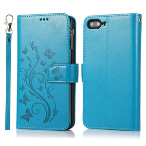 Luxury Zipper Leather Wallet Flip Multi Card Slots Cover Case For iPhone 7Plus/8Plus