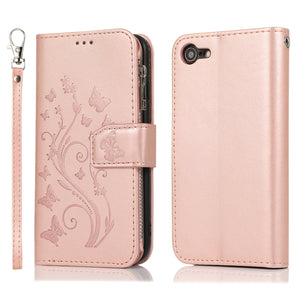 Luxury Zipper Leather Wallet Flip Multi Card Slots Cover Case For iPhone SE2020