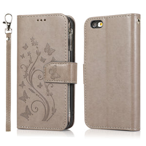 Luxury Zipper Leather Wallet Flip Multi Card Slots Cover Case For iPhone 6Plus/6S Plus