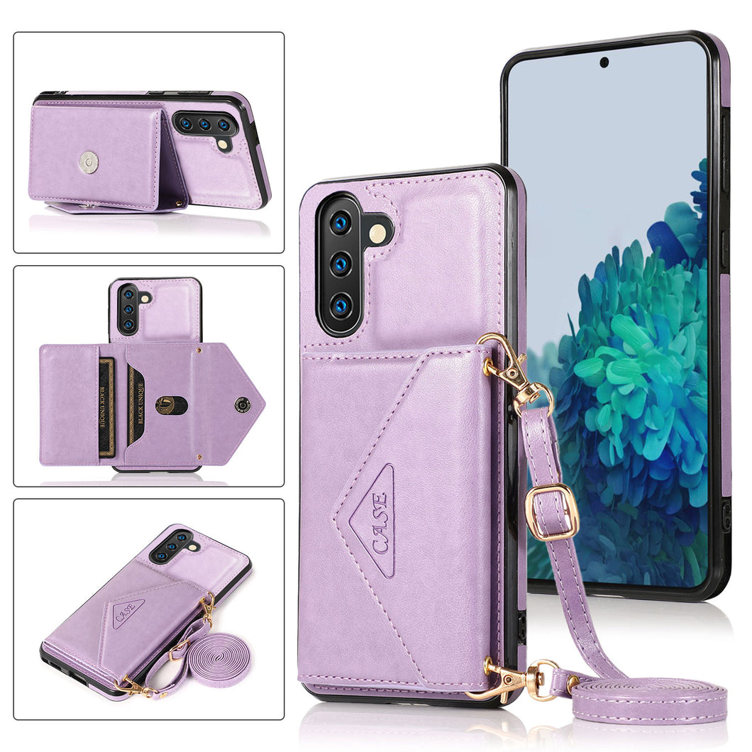 Triangle Crossbody Multifunctional Wallet Card Leather Case For Samsung NOTE10