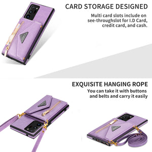 Triangle Crossbody Zipper Wallet Card Leather Case For Samsung Galaxy Note20 Ultra