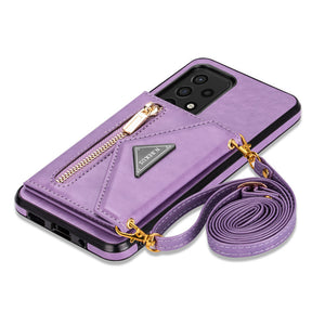 Triangle Crossbody Zipper Wallet Card Leather Case For Samsung Galaxy A52(5G)