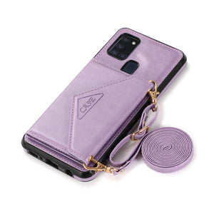 Triangle Crossbody Multifunctional Wallet Card Leather Case For Samsung A21S