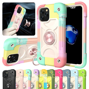 Colorful Anti-Drop Universal Dual-Ring Phone Case For iPhone 12 Pro Max