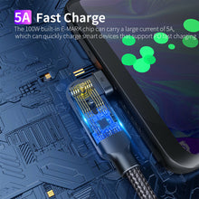 Charger l&#39;image dans la galerie, 60W / 100W USB C à C câble à 180 ° Rotation, type C PD PD Fast Chargement Câble tressé cordon